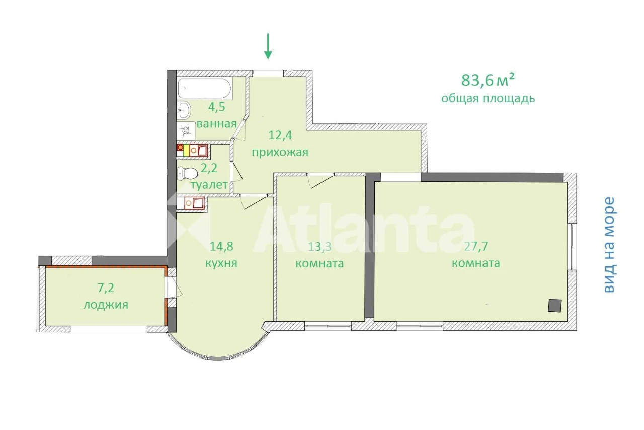2-bedroom apartment in Aqua Marina Residence, Fontan