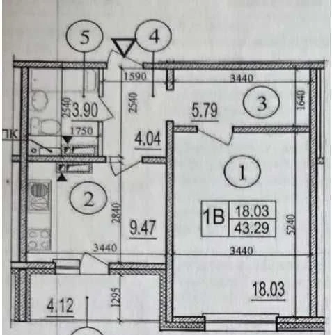 Sale of 1-room apartment in the "Patriotika" residential complex, building 19, Kodatska Fortetsya.