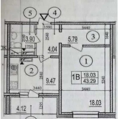 Sale of 1-room apartment in the "Patriotika" residential complex, building 19, Kodatska Fortetsya.