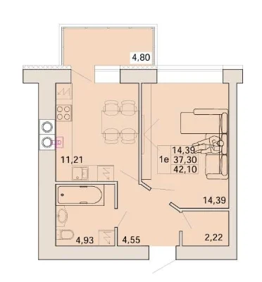 1-Bedroom Apartment for Sale in "Na Sinniy" Residential Complex - Center of Poltava