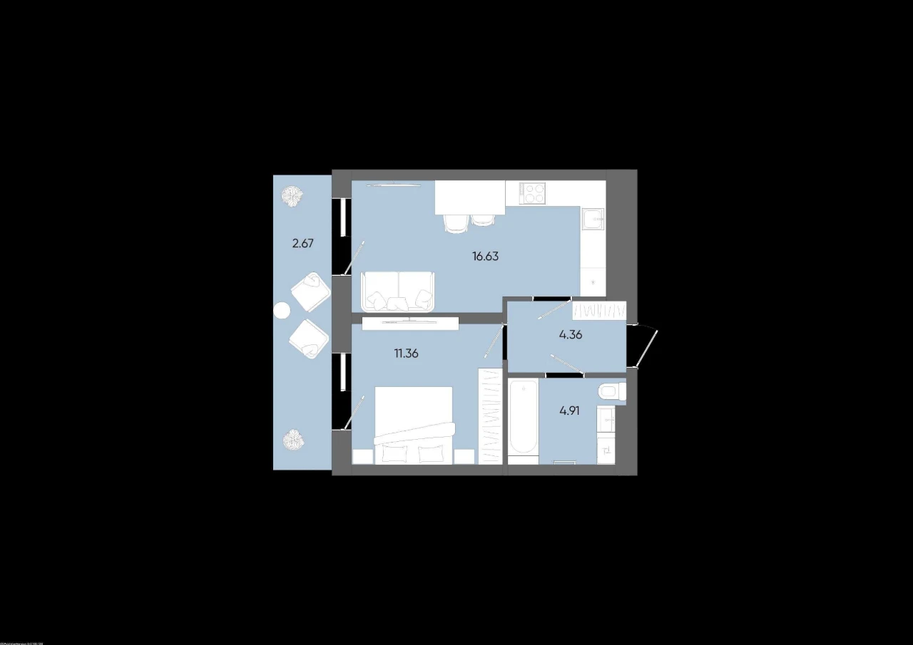 Sale of a 1-bedroom apartment in the RESIDENT STATE residential complex, No commission