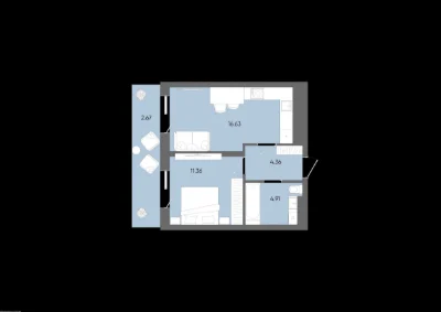 Sale of a 1-bedroom apartment in the RESIDENT STATE residential complex, No commission