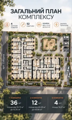 Sale of a one-bedroom apartment 42 m² Irpin, Soborna, yeOselya