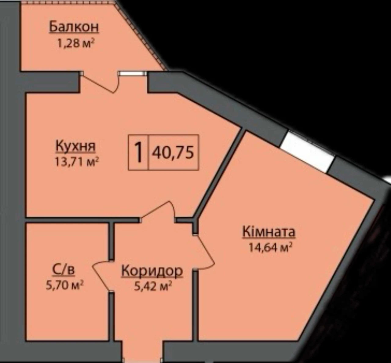 1-комнатная квартира в ЖК "Гранд Липини"