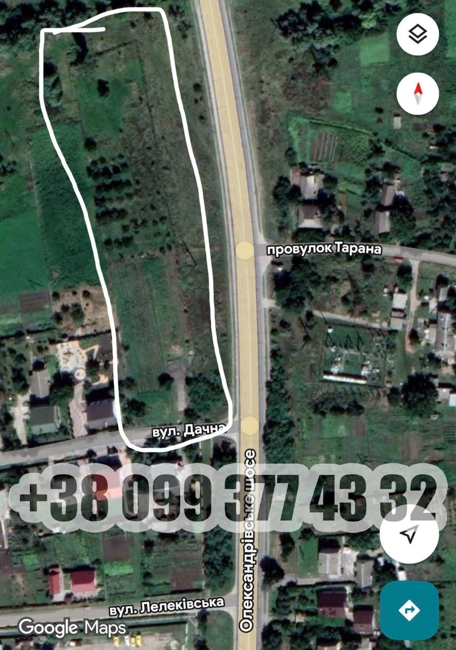 Красная линия Участок 68 соток Дачная 2а Олександрівське шос