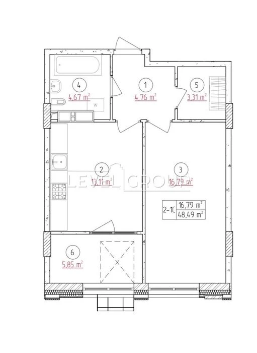 Exclusive offer of a 1-room apartment in a business building