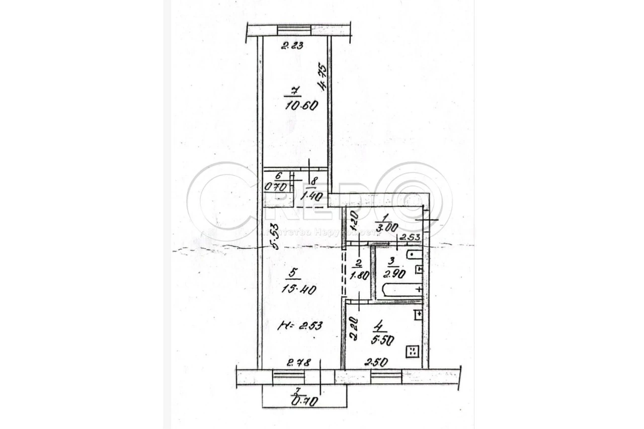 Sale of a 2-bedroom apartment. South-East-West-North.