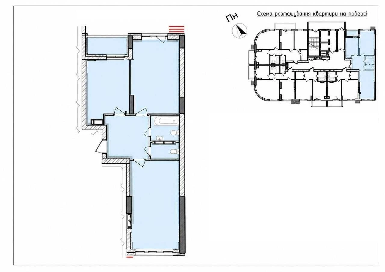 Продаж 2-кімнатної квартири 69 м² в ЖК "Борисо-Глібський"