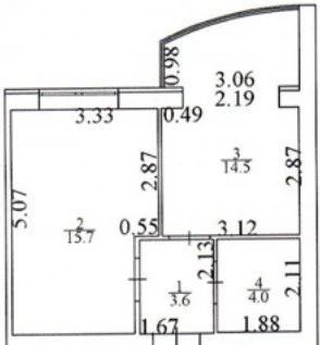 Buy apartment in a completed house. One-room apartment with gas