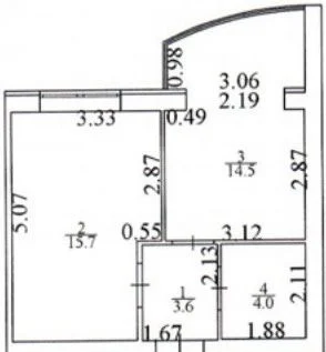 Buy apartment in a completed house. One-room apartment with gas