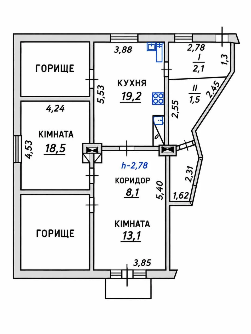Sale of a large 2-bedroom apartment, in renovation, in the city of Bory