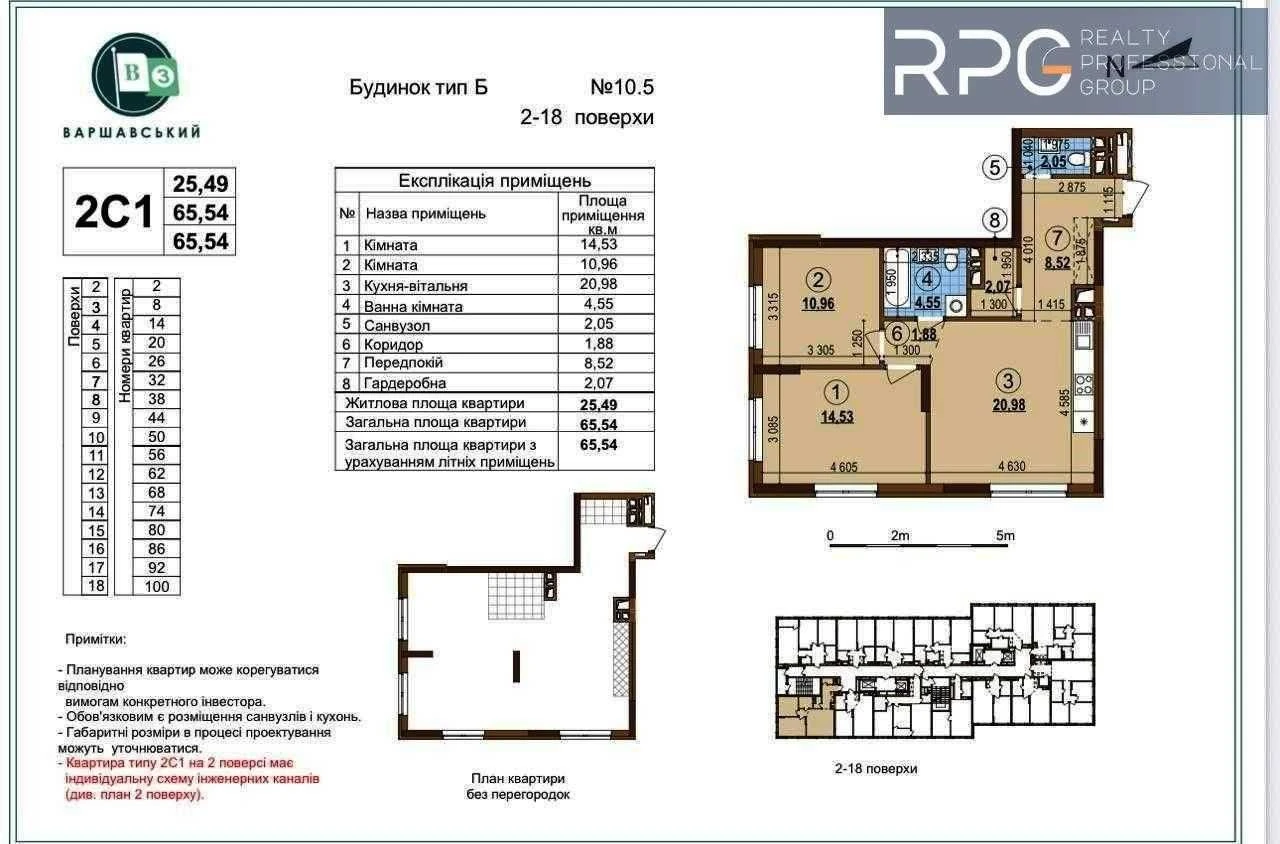 Sale of a 2-bedroom apartment 65.54 m² in residential complex "Warsaw-3"