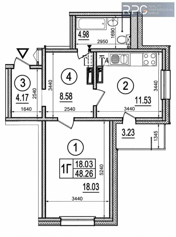 No commission. Considering state programs. 1-bedroom apartment for sale