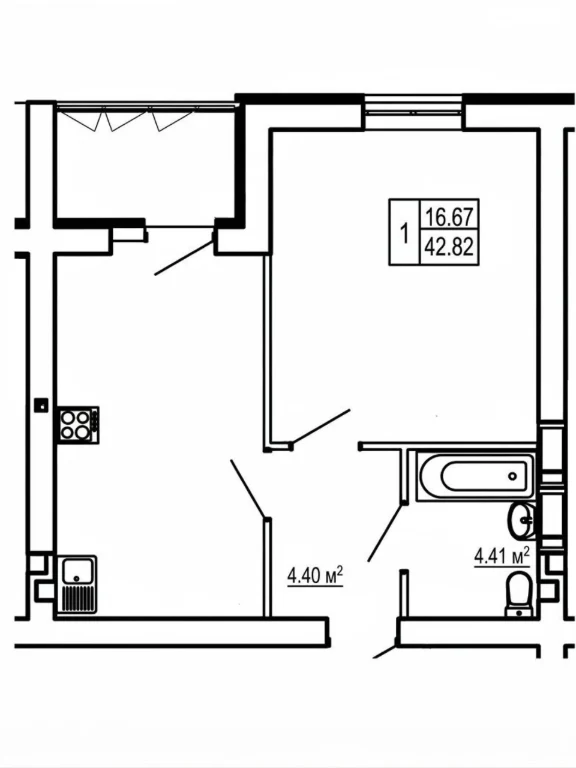 1-bedroom apartment, 43 m² in Kharkiv