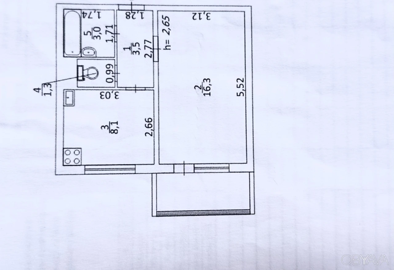 1-room apartment, 36 sq.m