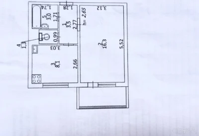 1-room apartment, 36 sq.m