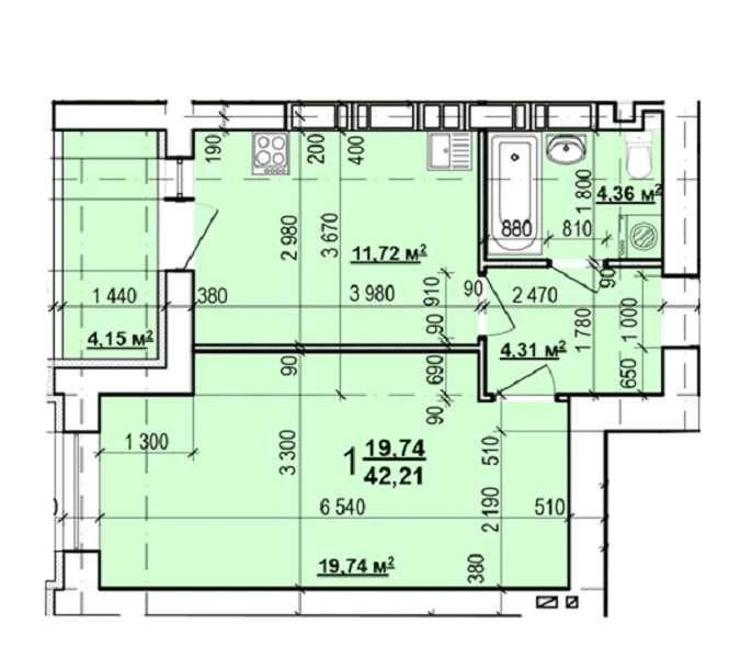 Selling a one-room apartment (42.5 sq. m.) in the Mira 3 residential complex. GS documents.