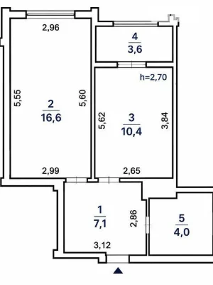 Sale of 1-room apartment 41.7 sq. m. on Mykoly Gulaka St. 4 • ID 3