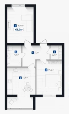 I will sell a 2-room apartment in a modern residential complex in the Bam district.