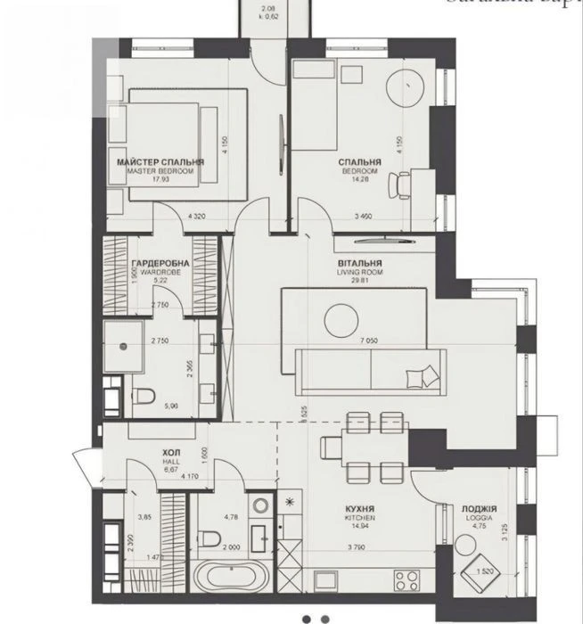 БЕЗ% Продажа 3 кв 109,6 м2 ЖК TRINITY Печерск