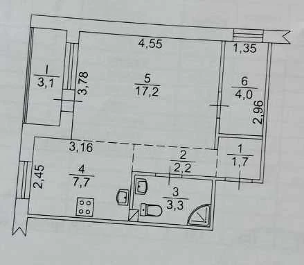 One-room apartment 39 m² for sale, Akademika Shchuseva lane, 1