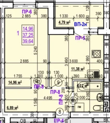 For sale: 1-room apartment 40 sq. m., residential complex Valentinovskaya Saltovka J