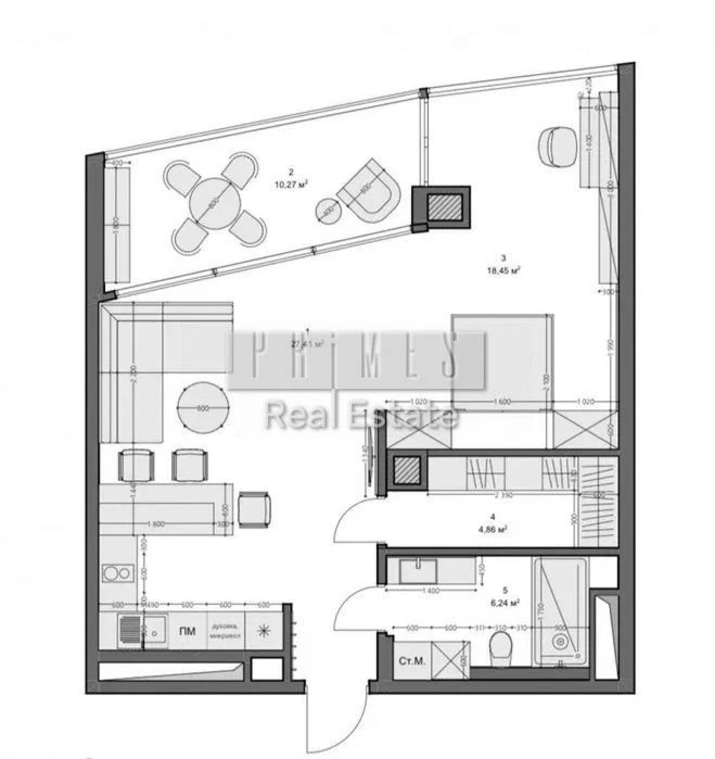 Designer 1-room apartment for sale, Taryan Towers residential complex, Patrisa