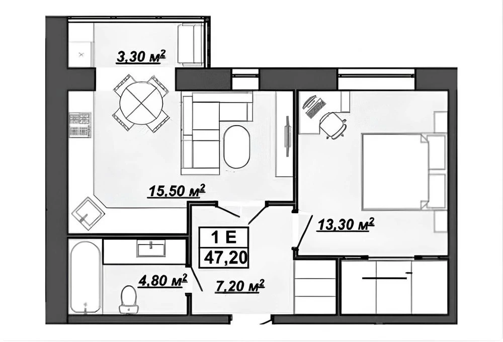 One-room apartment for sale in a modern residential complex