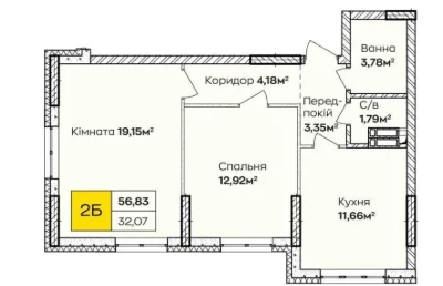 2-room apartment under e-Oselya in Kyiv - finishing or repair