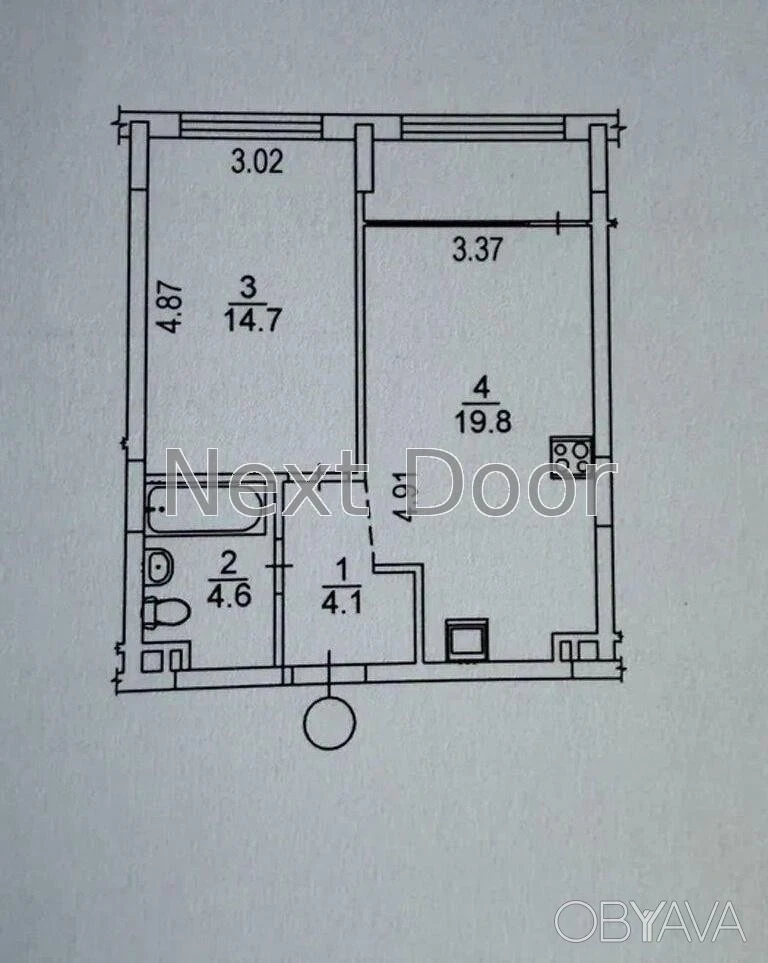 1-room apartment, 47.1 sq.m.