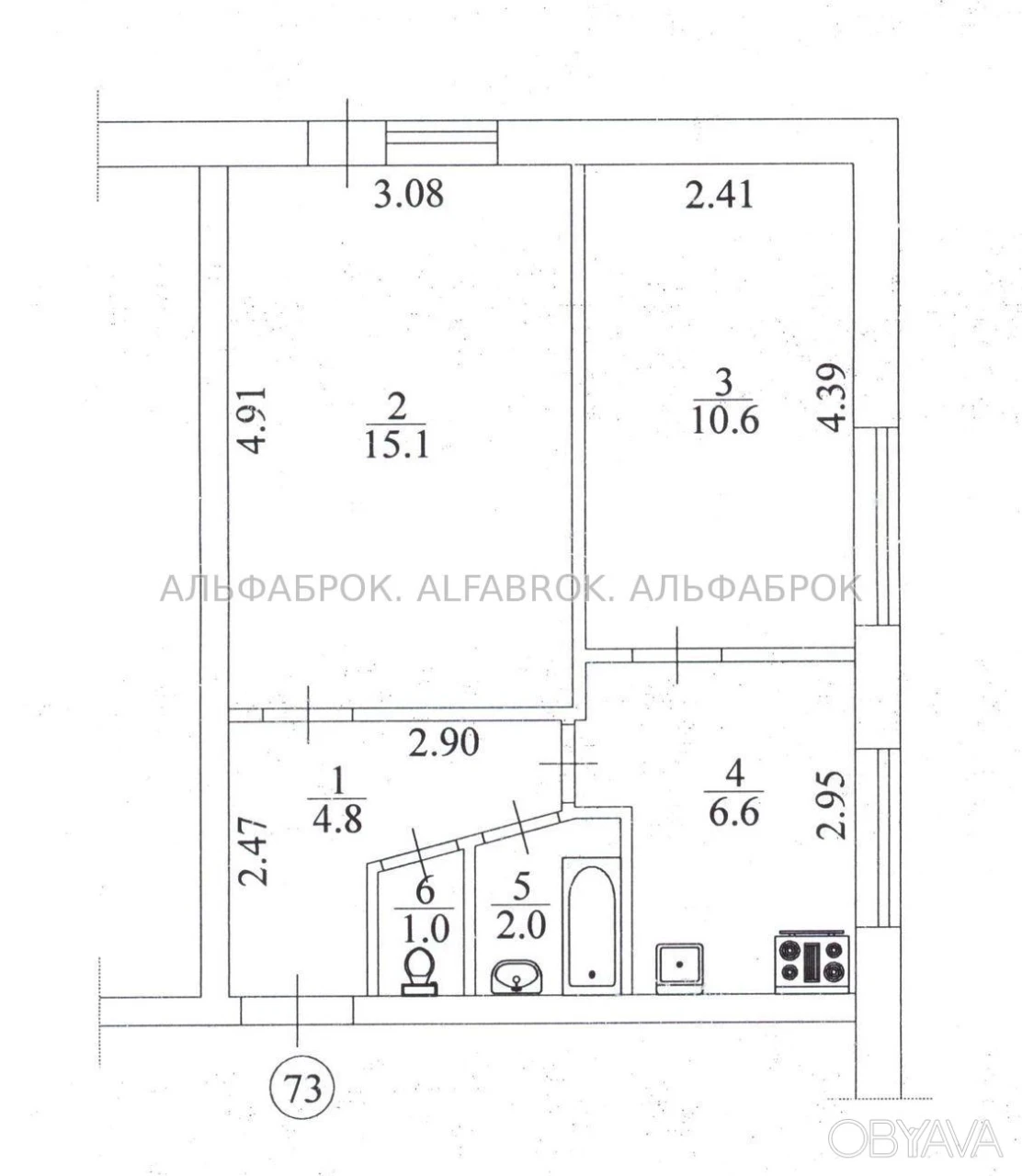 2-комнатная квартира, 40.1 м.кв.