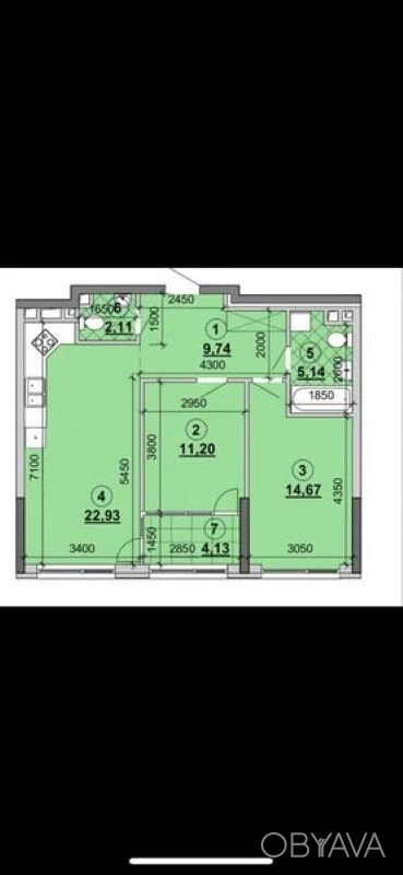 2-room apartment, 71 square meters. m