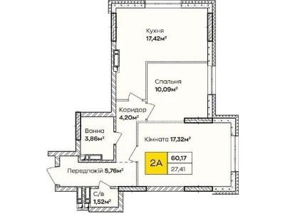 Sale of 2-room apartment 60 sq. m. on Ivana Kocherhy St. 17A • ID 3