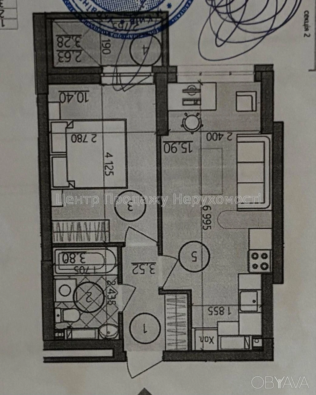 1-room apartment, 39.9 sq.m.