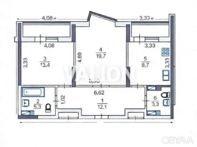 2-room apartment, 67 square meters. m
