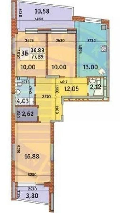 3-room apartment 78.3 m2 in the residential complex Italian Quarter, the best