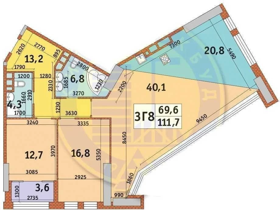 3-room apartment for sale 112 m², Beresteysky, 11k1