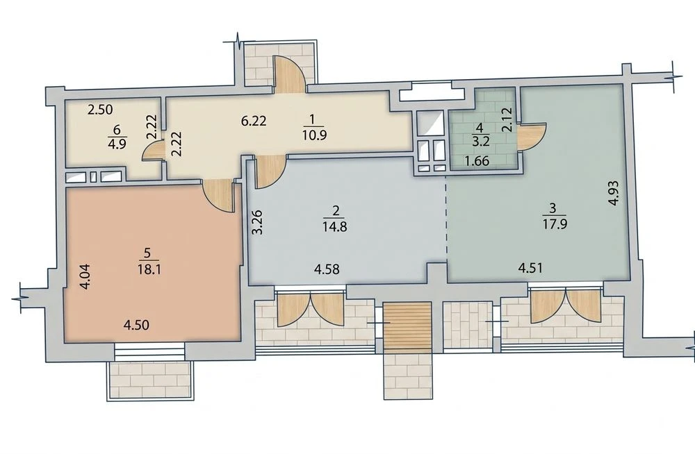 2-room apartment with a view in the Diplomat residential complex, exclusive layout