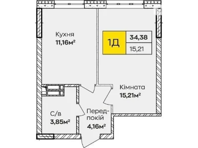 Sale of 1-room apartment 34 sq. m on Teplovozna Street 28 • ID 34683