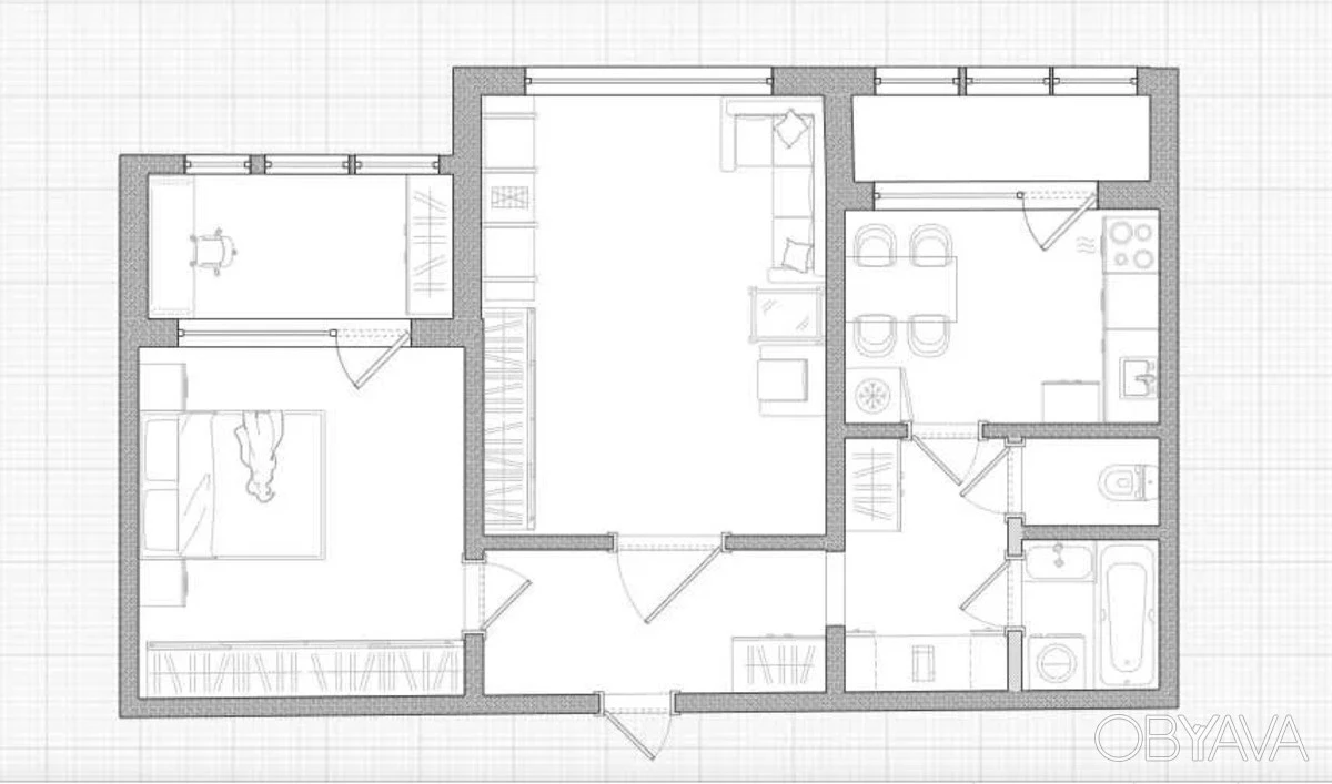 2-room apartment, 56 sq.m.