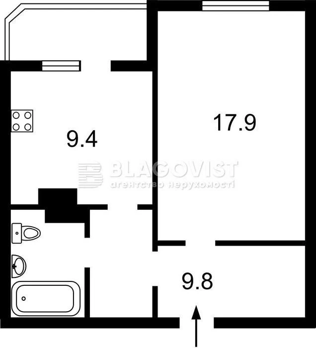 1-room apartment for sale Kyiv, Yulii Zdanovskaya St. (Lom