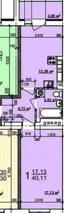 25000 Residential Complex Mira 3 For sale two-sided 1-room apartment 5th floor