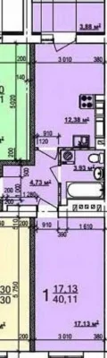25000 Residential Complex Mira 3 For sale two-sided 1-room apartment 5th floor
