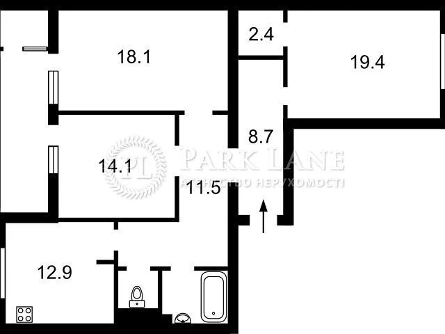 Sale of a 3-room apartment of 100.1 sq. m. on 38A Garmatna St., apt. 117