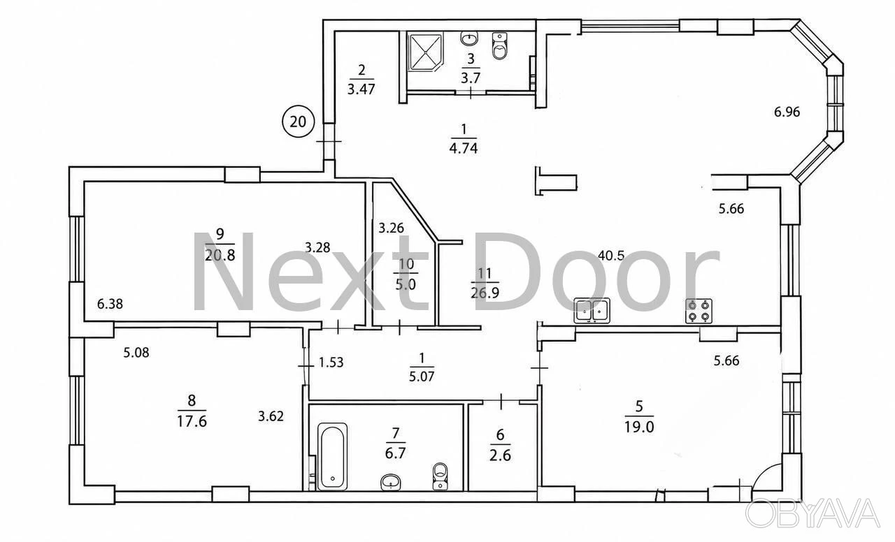 4-room apartment, 143.5 sq.m.
