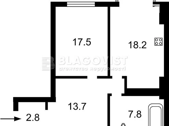 For sale 2-room apartment 60 sq. m. on Hlybochytska Street 73 • ID 3457