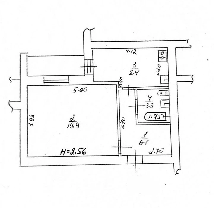 1-room apartment 2/9th floor 39 sq m Alekseevka