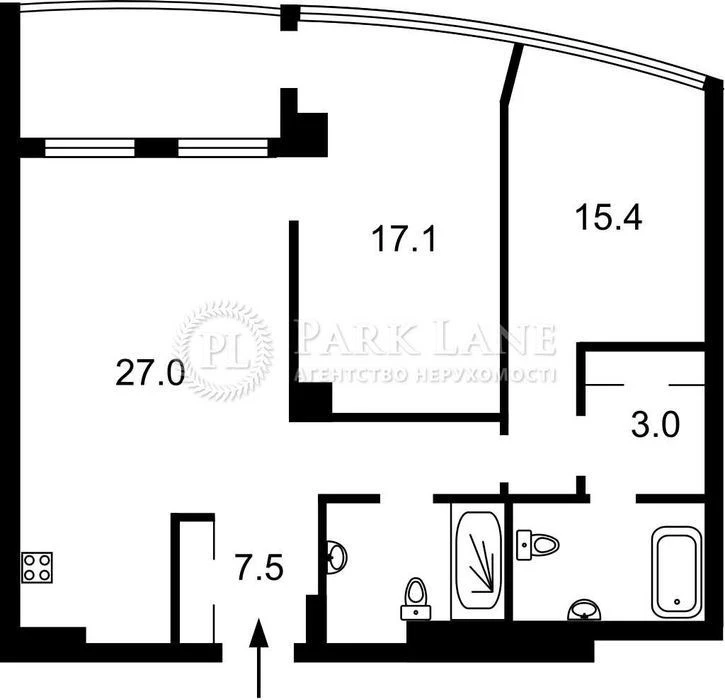 2-room apartment for sale in Taryan Towers residential complex, Center