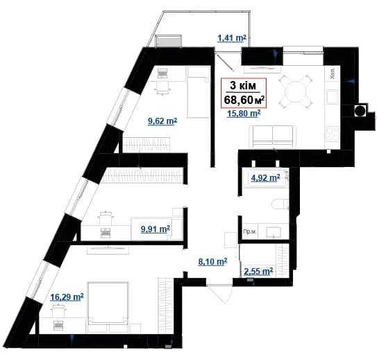 URGENTLY FOR SALE Exclusive 3-room residential complex Green Park Selyanska - Mir