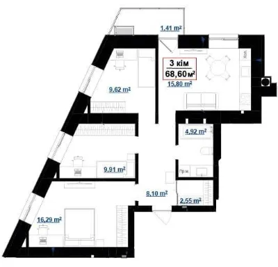 URGENTLY FOR SALE Exclusive 3-room residential complex Green Park Selyanska - Mir